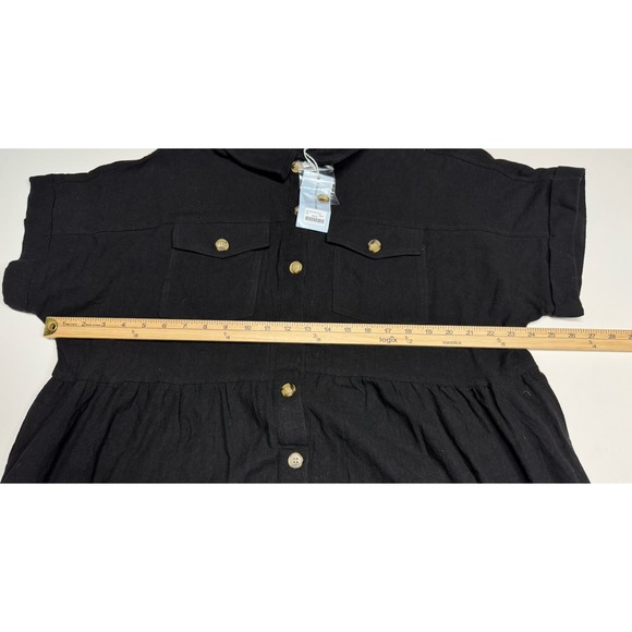 Brass & Roe by cts Black Linen Blend Tiered Midi Dress Sz XXL New - Picture 7 of 9